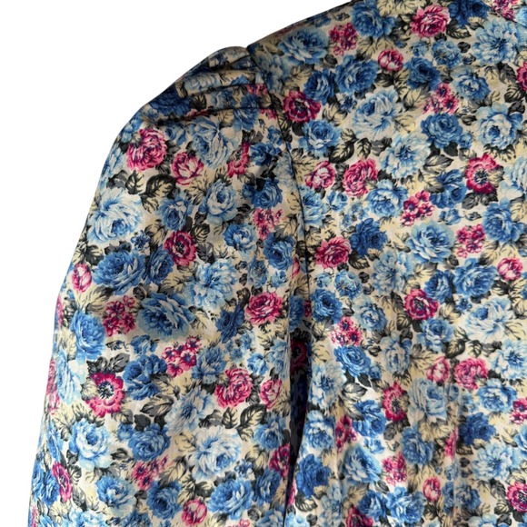 Nasty Gal Floral‎ Puff Sleeve Ruffle Hem Mini Dress Blue Pink Women's 6 NWT - Picture 6 of 11